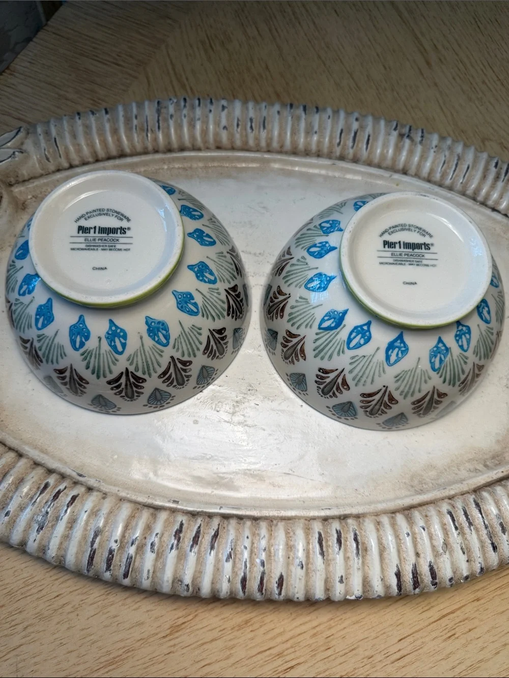 Pier 1 “Ellie Peacock” Bowls (2)